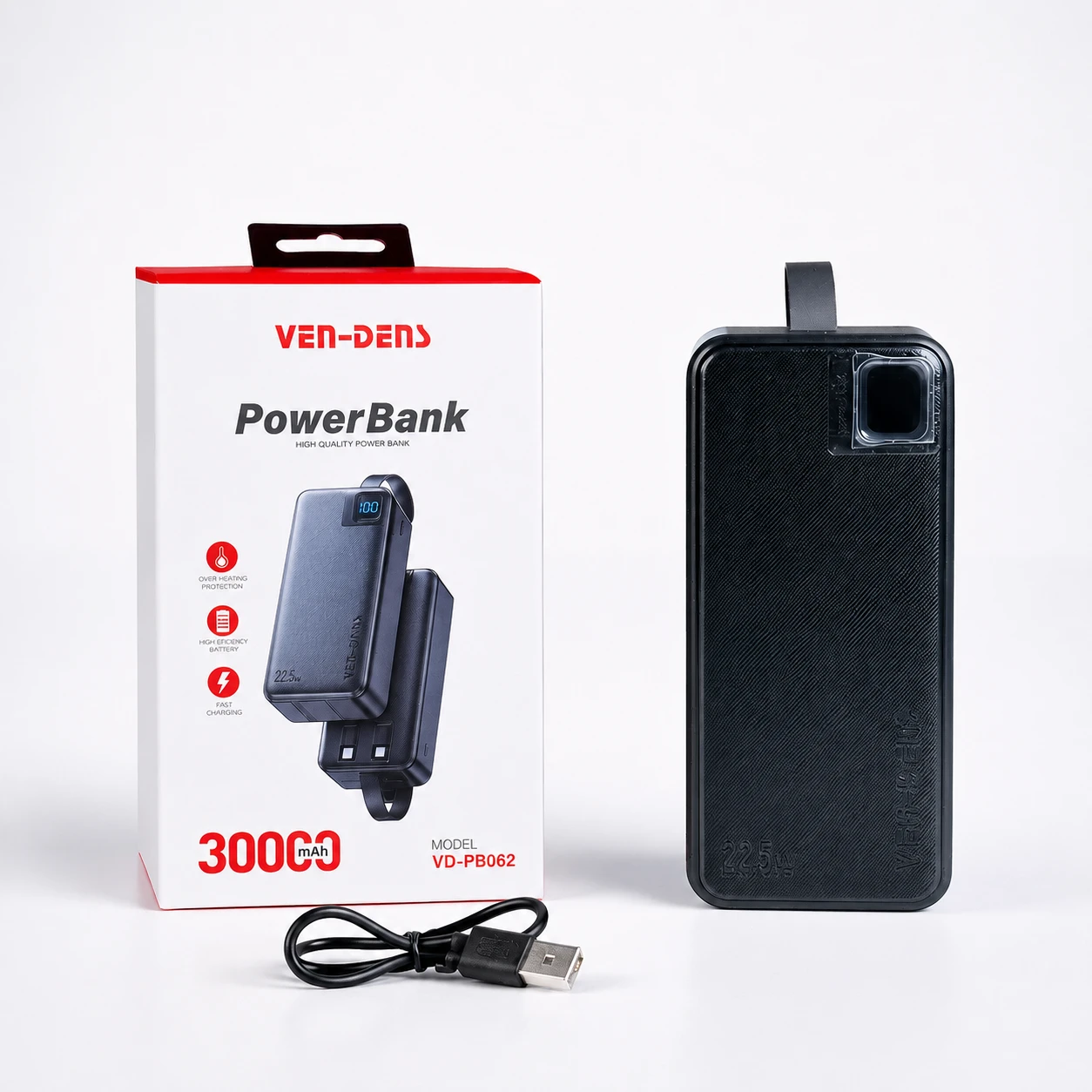 VEN-DENS VD-PB062 30000mAh Fast Charging Power Bank with 22.5W Output & LED Display