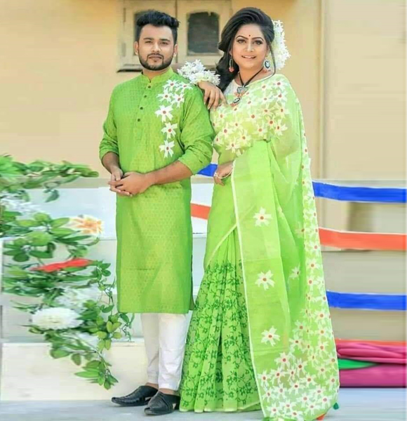 Dhupian Saree + Punjabi (Couple set) GM-1111