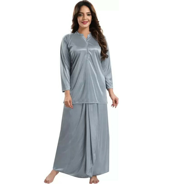 Women's Satin Night Suit Set (Tops & Lungi)-GM-1088
