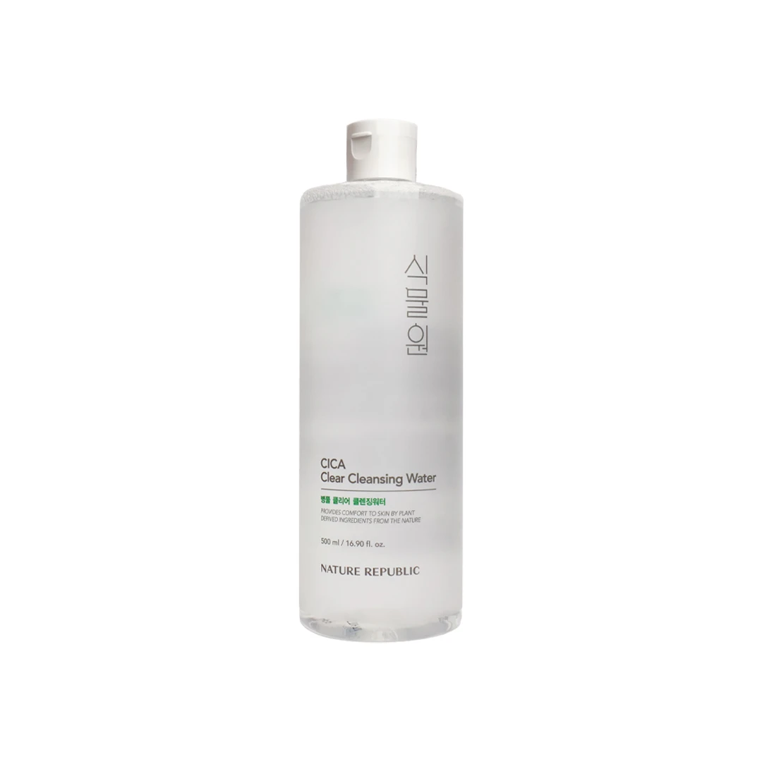 NATURE REPUBLIC Shingmulwon Cica Clear Cleansing Water 500ml – Gentle Micellar Makeup Remover with Centella Asiatica, Panthenol & Glycerin