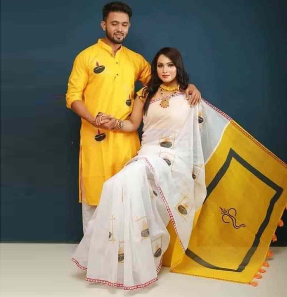 Dhupian Saree + Punjabi (Couple set) GM-154