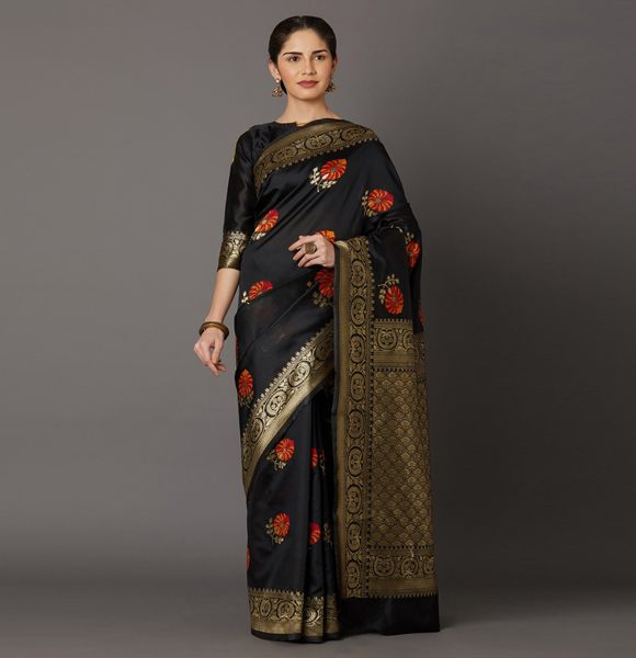 Gorgeous Silk Blend Printed Saree with Blouse GM-1136