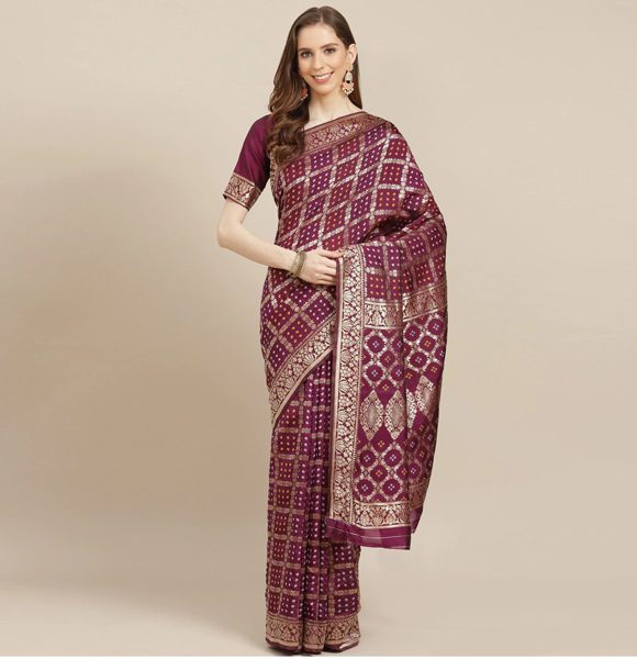Printed Silk Blend Saree with Blouse GM-1126