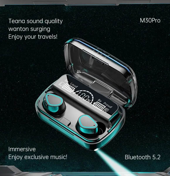 M30 Tws Bluetooth 5.2 Earphones Stereo Sports Waterproof Earbuds Wireless Headphones Hi-Fi Music Headset With Led Display Charging Box - Bluetooth Headphone - Bluetooth Headphone