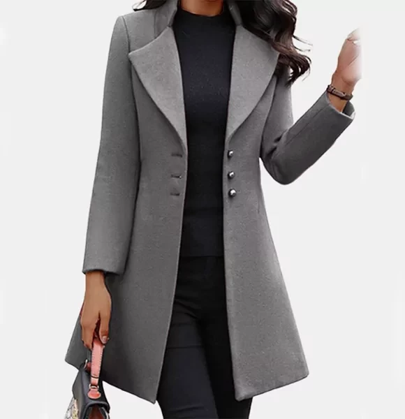 Elegant Ladies Winter Jacket (Gray Long)