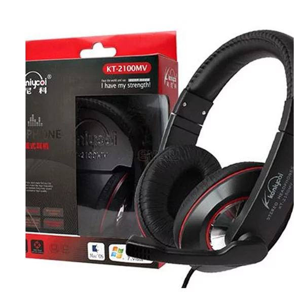 Koniycoi KT-2100MV Stereo Headphones with Mic - Black