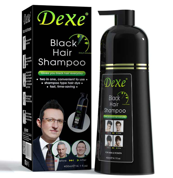 Genuine Dexe Black Hair Color Pump Dye Shampoo 200/400 ml. U K