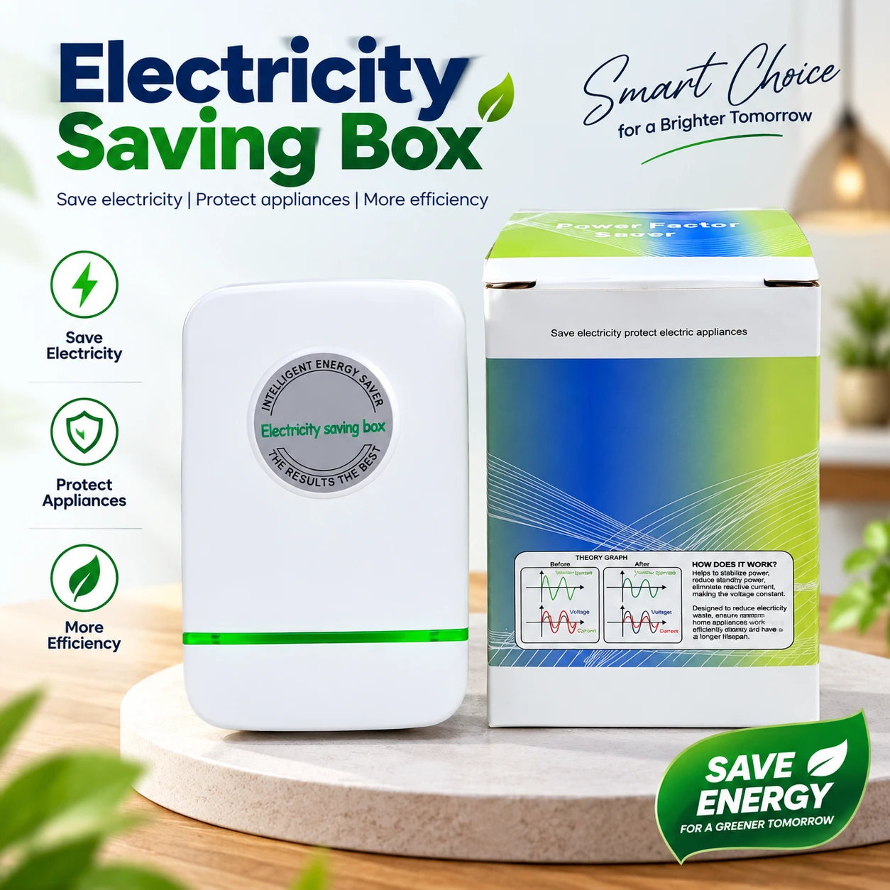 Electricity Saving Box Plug-in Power Saver Device for Home & Shop