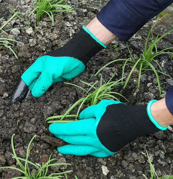 1Pair Garden Gloves With Claws ABS Plastic Garden Rubber Gloves Gardening Digging Planting Durable Waterproof Work Glove Outdoor (DS)